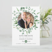 Save The Date Photo de mariage à la verdure d'eucalyptus (Debout devant)