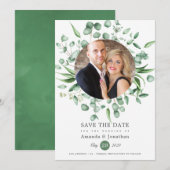 Save The Date Photo de mariage à la verdure d'eucalyptus (Devant / Derrière)