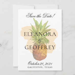 Save The Date Photo de mariage à l'aquarelle d'ananas tropical d