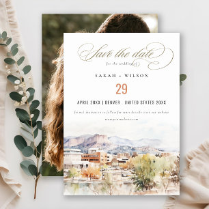 Save The Date Photo de mariage à l'aquarelle de Colorado Springs