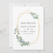 Save The Date Photo de mariage à l'aquarelle Forêt Eucalyptus (Devant)