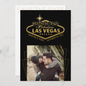 Save The Date Photo de mariage à Las Vegas noir or (Devant / Derrière)