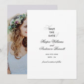 Save The Date Photo de mariage à monogramme script élégant moder (Devant / Derrière)