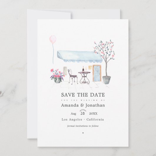Save The Date Photo de mariage à Paris aquarelle (Devant)