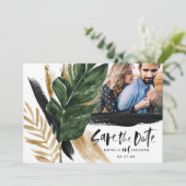 Save The Date Photo de mariage abstrait tropical moderne peint (Debout devant)