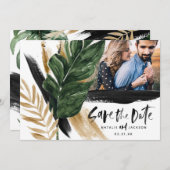 Save The Date Photo de mariage abstrait tropical moderne peint (Devant / Derrière)