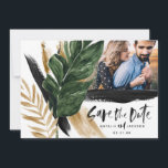 Save The Date Photo de mariage abstrait tropical moderne peint<br><div class="desc">Carte de mariage moderne abstraite tropicale peinte à l'unité avec mention 'save the date'. Partie d'une collection de mariage moderne.</div>