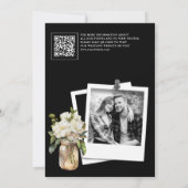 Save The Date Photo de mariage au code QR noir avec fleurs de ma (Dos)