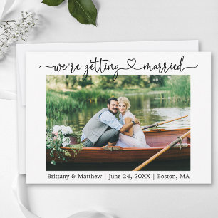 Save The Date Photo de mariage au cœur de calligraphie moderne