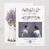 Save The Date Photo de mariage au lavande en coton (Devant / Derrière)