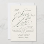 Save The Date Photo de mariage au script vert pistache (Devant)