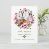 Save The Date Photo de mariage aux coquelicots roses aquarelle (Debout devant)
