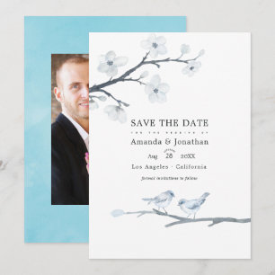Save The Date Photo de mariage aux fleurs de cerisier blanches