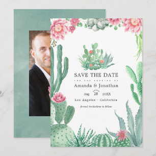 Save The Date Photo de mariage aux succulentes aquarelles