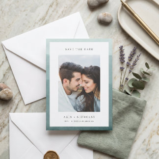 Save The Date Photo de mariage avec bordure aquarelle plongée