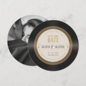 Save The Date Photo de mariage avec disque vinyle rétro (Devant / Derrière)