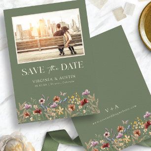 Save The Date Photo de mariage bohème vert à conserver pour la d