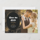 Save The Date Photo de mariage céleste noir or (Devant)