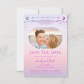 Save The Date Photo de mariage céleste rose violet (Devant)