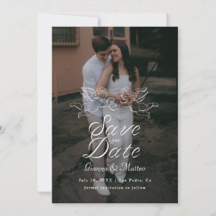 Save The Date Photo de mariage Couple Cupidon Chérubin tenant un