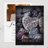 Save The Date Photo de mariage d'amour trouvé Cœur de galet (Devant / Derrière)