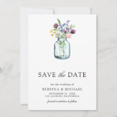 Save The Date Photo de mariage dans un pot Mason de fleurs sauva (Devant)