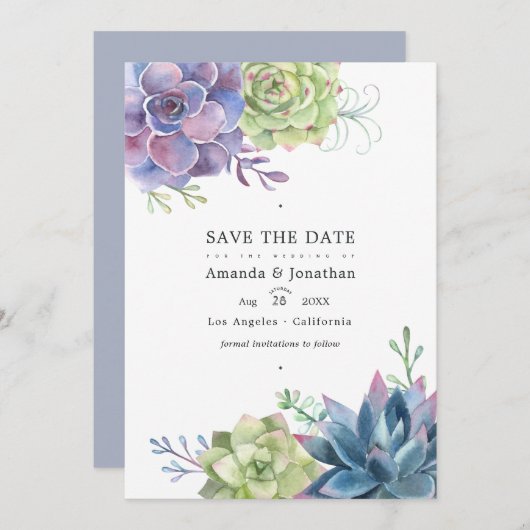 Save The Date Photo de mariage de cactus de succulents de désert (Devant / Derrière)