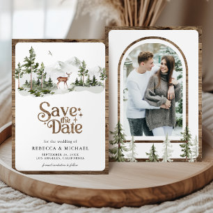 Save The Date Photo de mariage de cerf de forêt de montagne