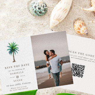 Save The Date Photo de mariage de destination au palmier tropica