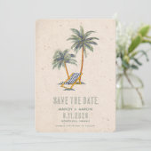 Save The Date Photo de mariage de destination de plage (Debout devant)