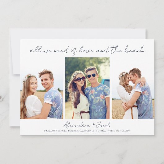 Save The Date Photo de mariage de destination de plage Enregistr (Devant)