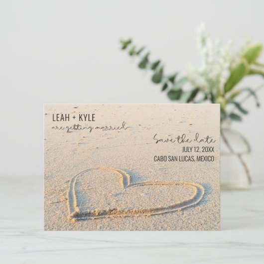Save The Date Photo de mariage de destination de plage Enregistr (Debout devant)