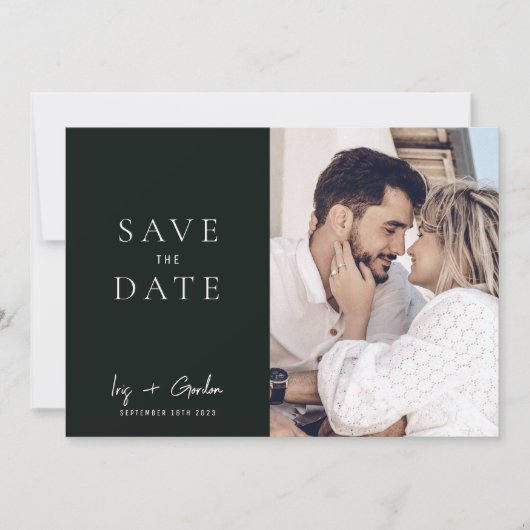 Save The Date Photo de mariage de destination verte Enregistrer  (Devant)