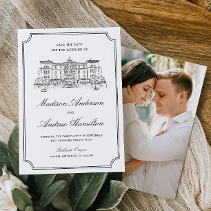 Save The Date Photo de mariage de domaine classique illustré