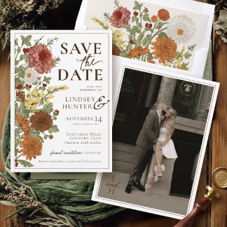 Save The Date Photo de mariage de jardin romantique floral autom