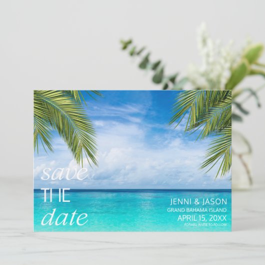 Save The Date Photo de mariage de la plage tropicale Enregistrer (Debout devant)