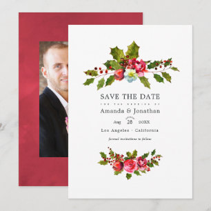 Save The Date Photo de mariage de Noël au houx