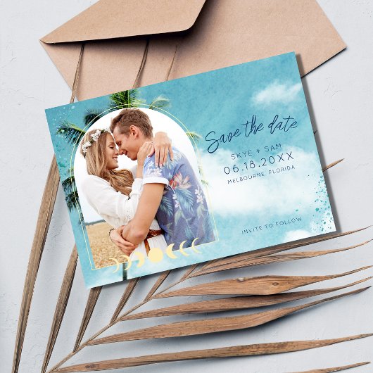 Save The Date Photo de mariage de Palm Beach Tropical