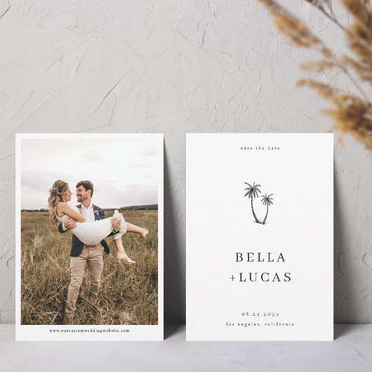 Save The Date Photo de mariage de palmier dessiné à la main pour