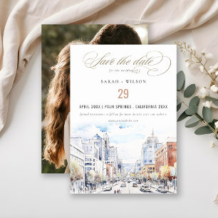 Save The Date Photo de mariage de paysage à l'aquarelle d'Omaha
