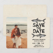Save The Date Photo de mariage de plage requin vintage (Devant / Derrière)