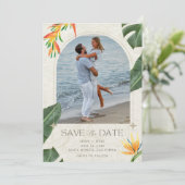 Save The Date Photo de mariage de plage tropicale (Debout devant)