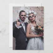 Save The Date Photo de mariage de squelette gothique noir et bla (Dos)
