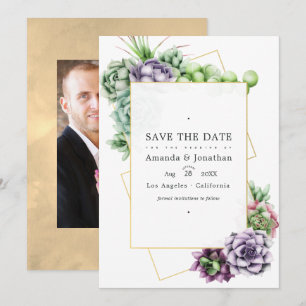 Save The Date Photo de mariage de succulentes géométriques