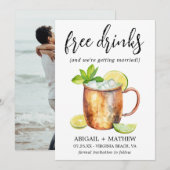 Save The Date Photo de mariage drôle de cocktail classique Mosco (Devant / Derrière)