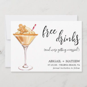 Save The Date Photo de mariage drôle de martini de Noël au pain 