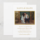 Save The Date Photo de mariage élégant à l'or antique (Devant / Derrière)