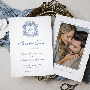 Save The Date Photo de mariage élégant au monogramme de blason v