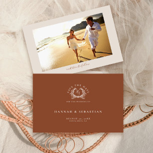 Save The Date Photo de mariage élégant avec blason monogramme en