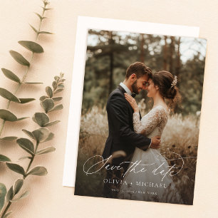 Save The Date Photo de mariage élégant avec écriture moderne
